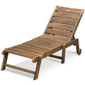 Brown Weather Resistant Poly Resin Chaise Lounge Chair with Wheel U773