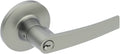 Satin Brass Lever Round Rose Storeroom P909418