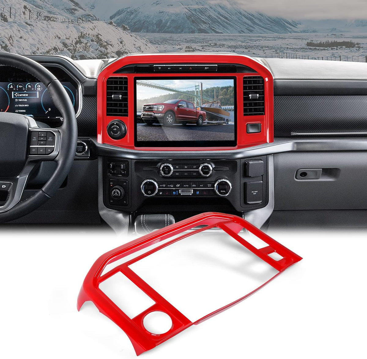 Red Center Console Dashboard Navigation Panel Cover O538