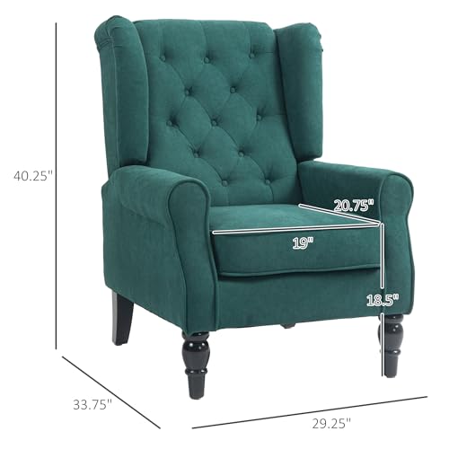 Dark Brown High Wingback Fabric Armchair with Wood Legs H57322