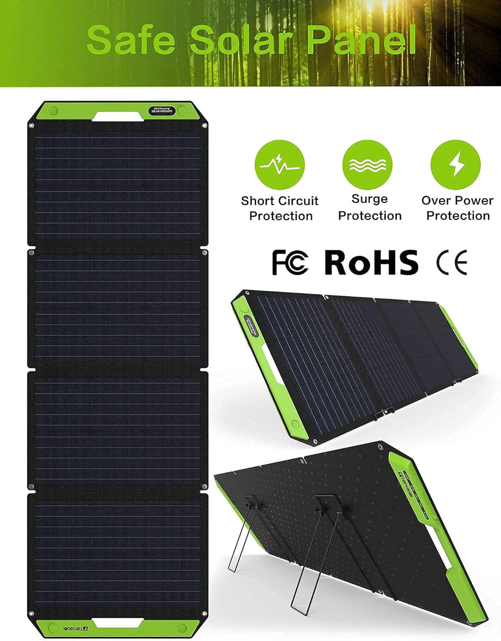 120W Foldable Portable Solar Panel Charger with Dual USB Ports & DC Output I315
