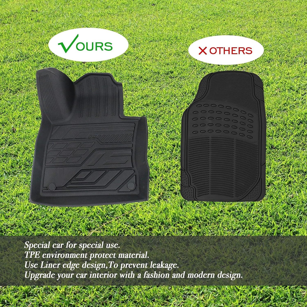 3D Design All Weather TPE Floor Liners for Ford Explorer 2019 2021, 1st and 2nd Row Black V5626