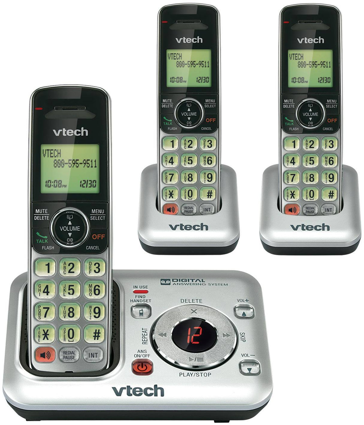3-Handset DECT 6.0 Cordless Phone with Answering System V97926