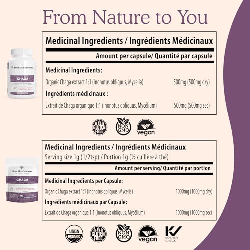 Organic Chaga Mushroom Powder Supplement, 60 Servings I623