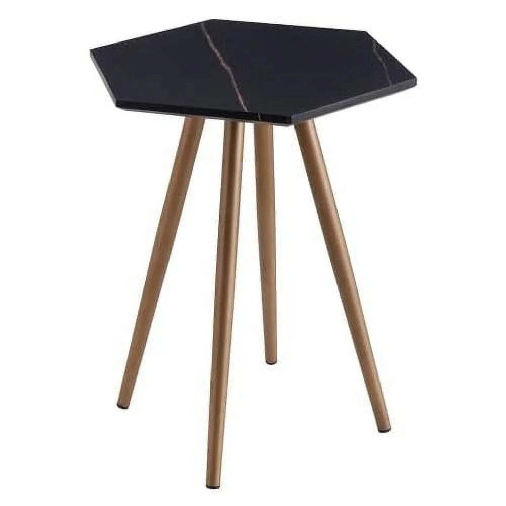 Faux Marble End & Side Table with Dark Metal Legs G21838