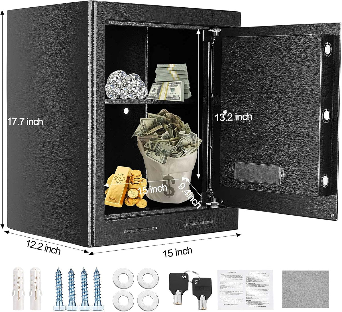 1.7 Cub Fireproof Waterproof Digital Safe Box with Keypad V79015