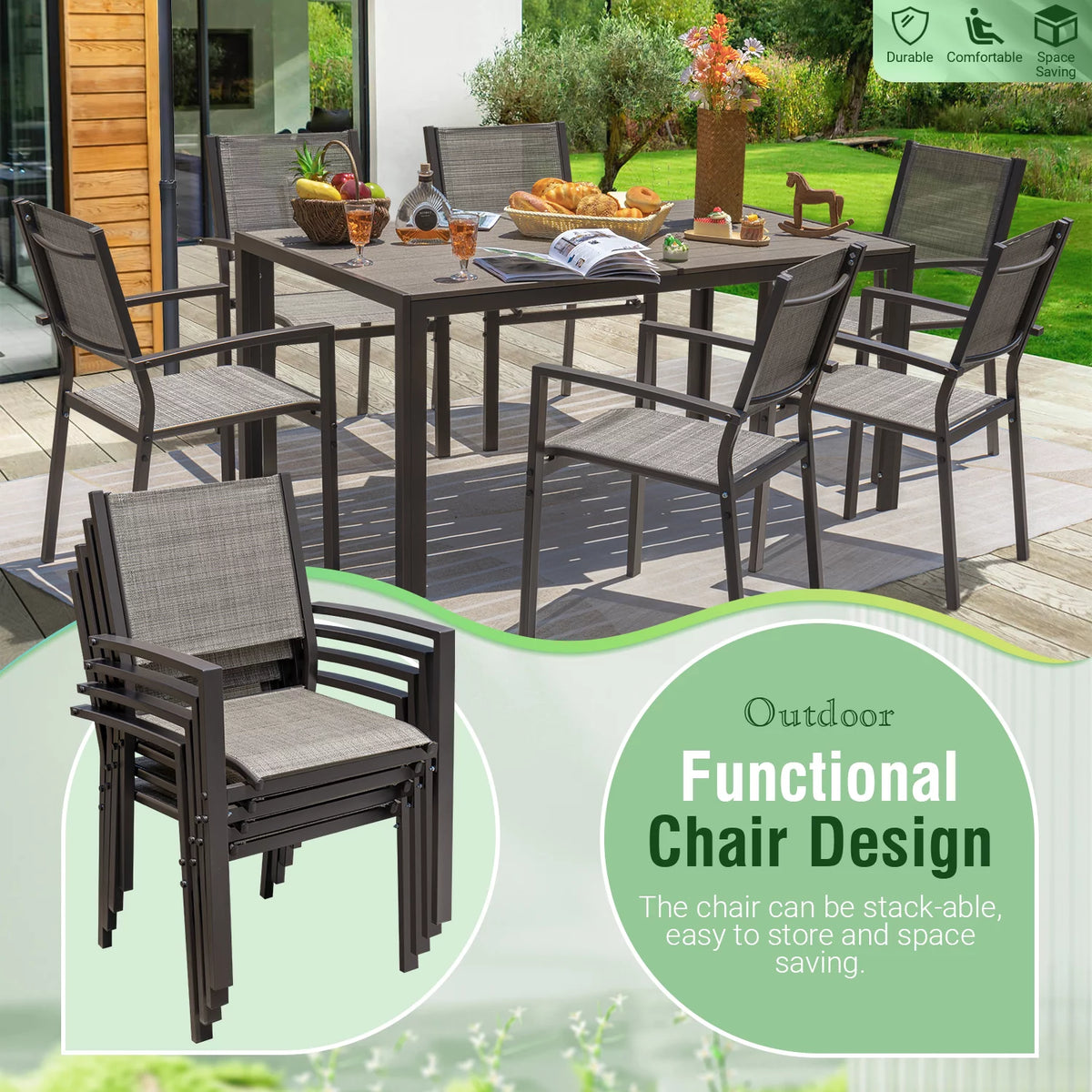 7 Pieces Patio Conversation Set Light Gray C155646