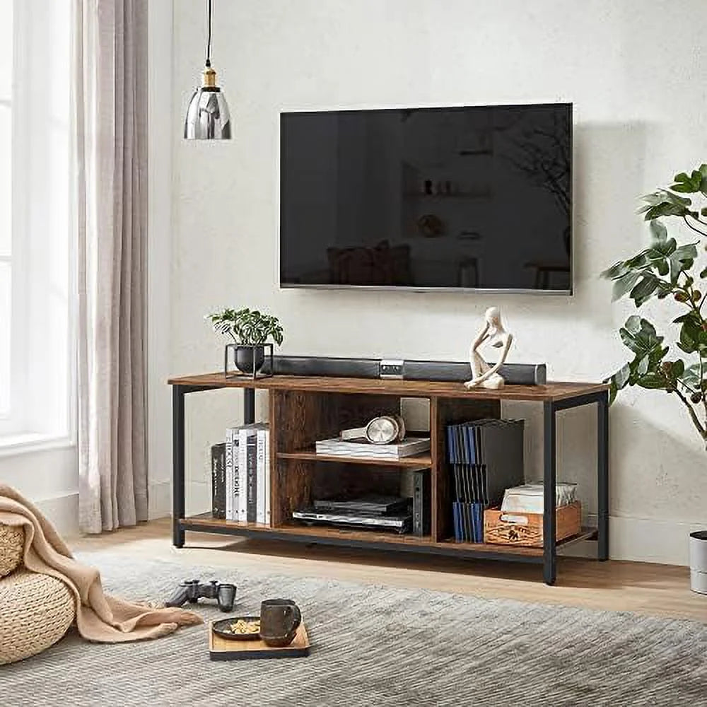 Rustic Brown and Black TV Stand up to 55 Inches with Shelving K47715