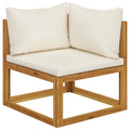 Sectional Corner Sofa with White Cushion Acacia Wood E6207