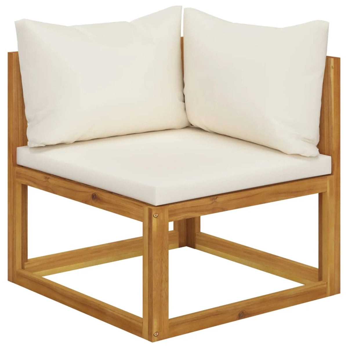 Sectional Corner Sofa with White Cushion Acacia Wood E6207