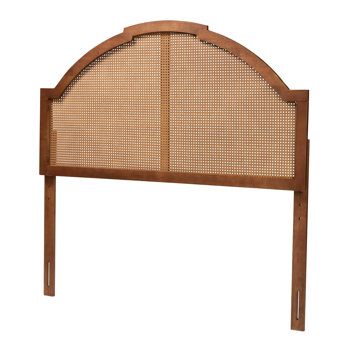 Ash Walnut Finished Wood Queen Size Headboard with Rattan U5646