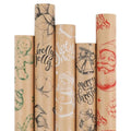 5 Rolls 17" x 120" Vintage Kraft Christmas Wrapping Paper Set H102947