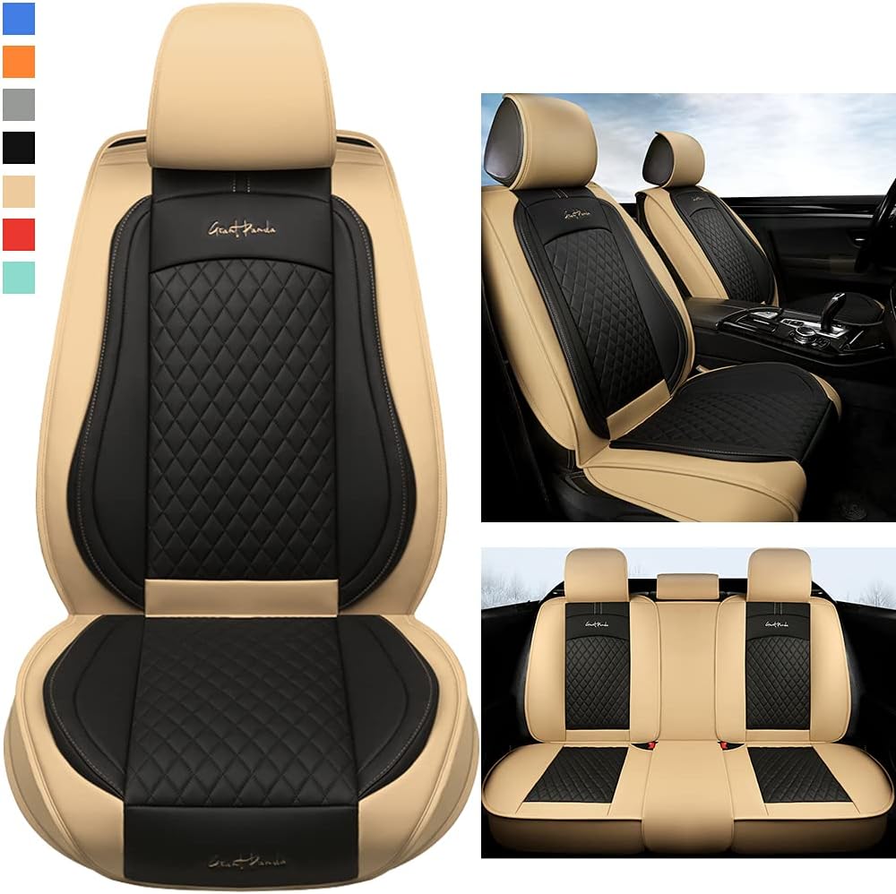 Gray and Black Faux Leather Car Seat Covers (1 Pair) C897