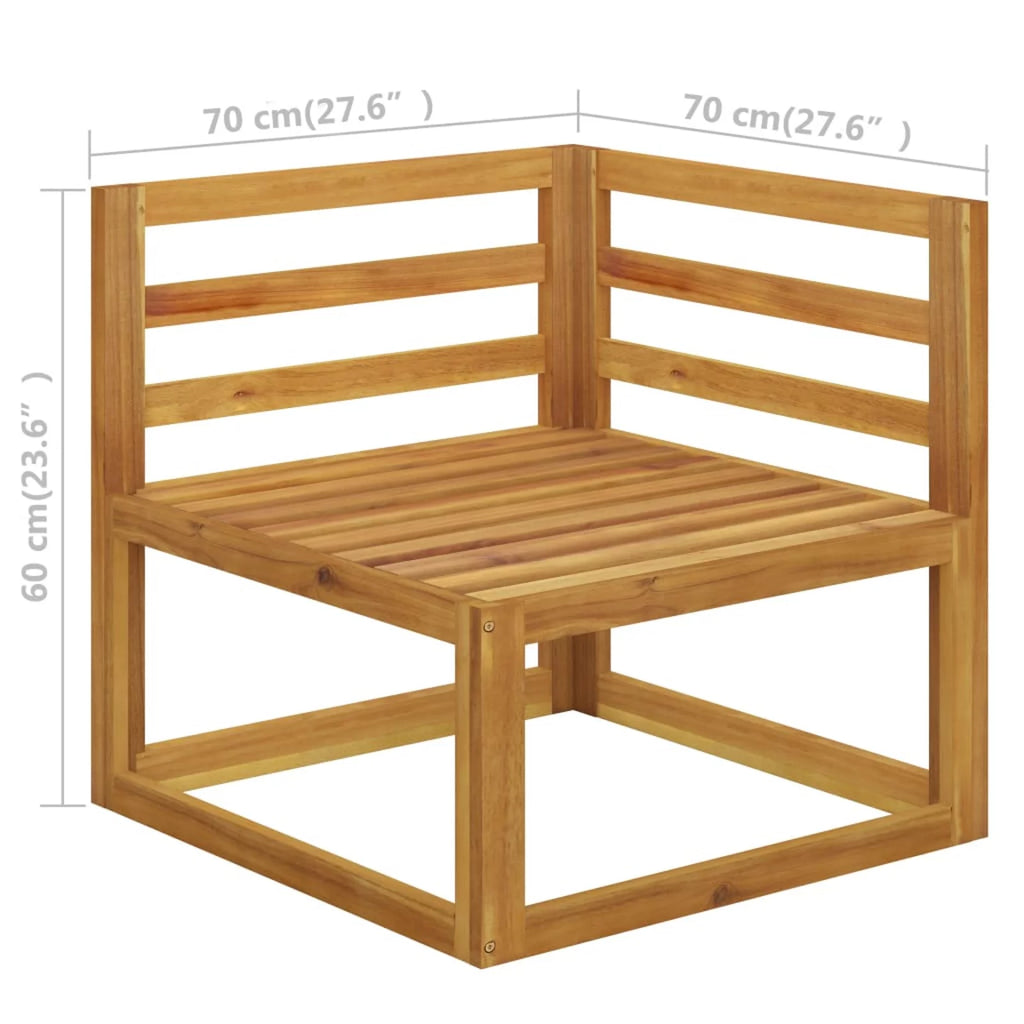 Sectional Corner Sofa with White Cushion Acacia Wood E6207