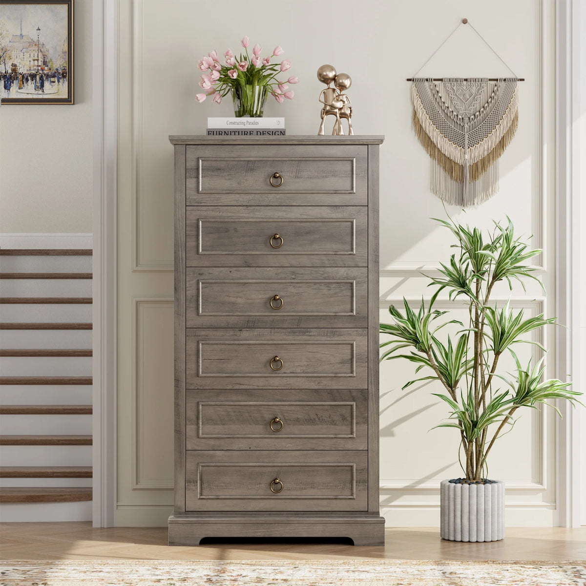 6 Drawer Tall Wood Dresser K72254