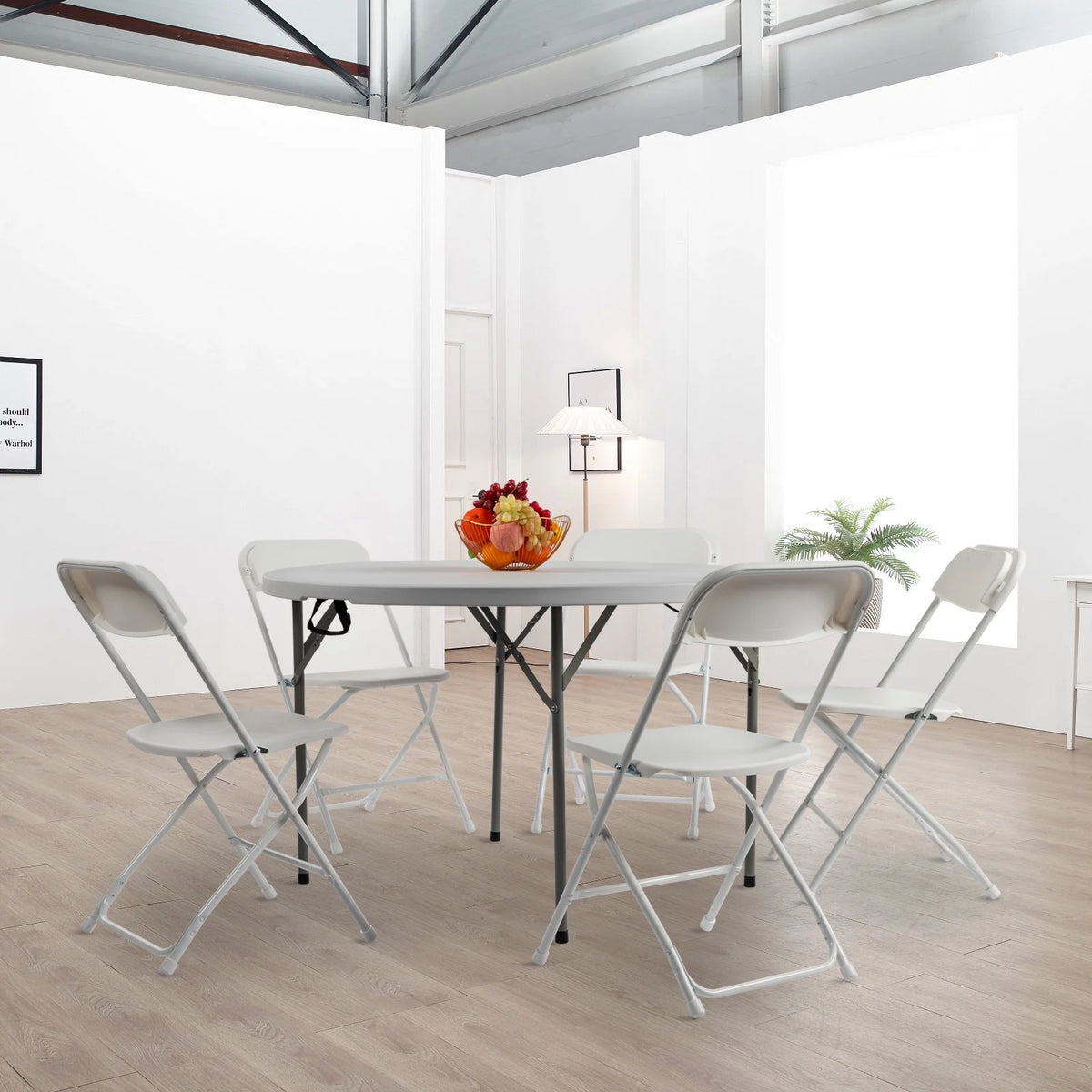 48" Round White Plastic Folding Table J836
