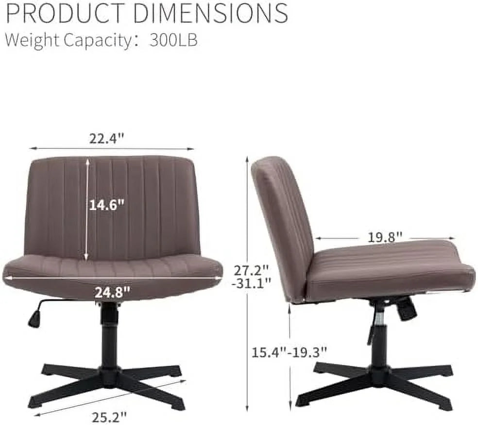 Armless Cross-Legged PU Leather Adjustable Swivel Chair V965206