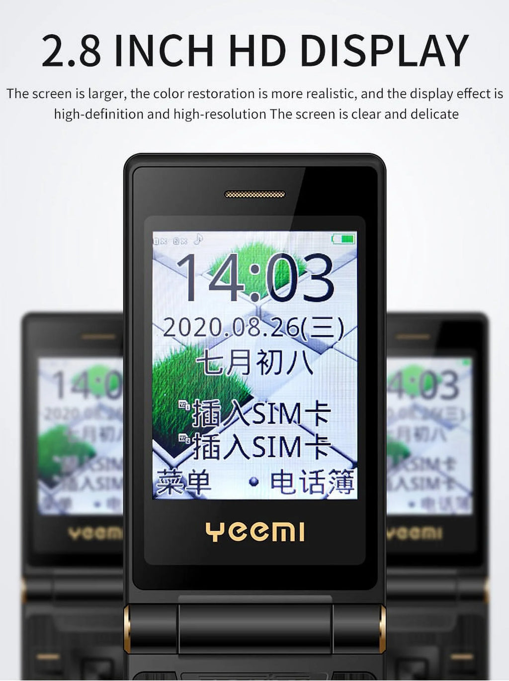 Black GSM Flip Cellphone with SOS Call, Speed Dial, Flashlight, Large Key V38286