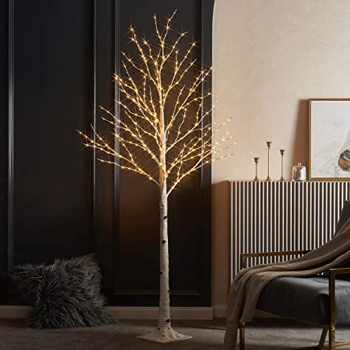 Lighted Twig Birch Tree with 8 Functions 4FT 200 Warm White and Multi Color LED Lights F355