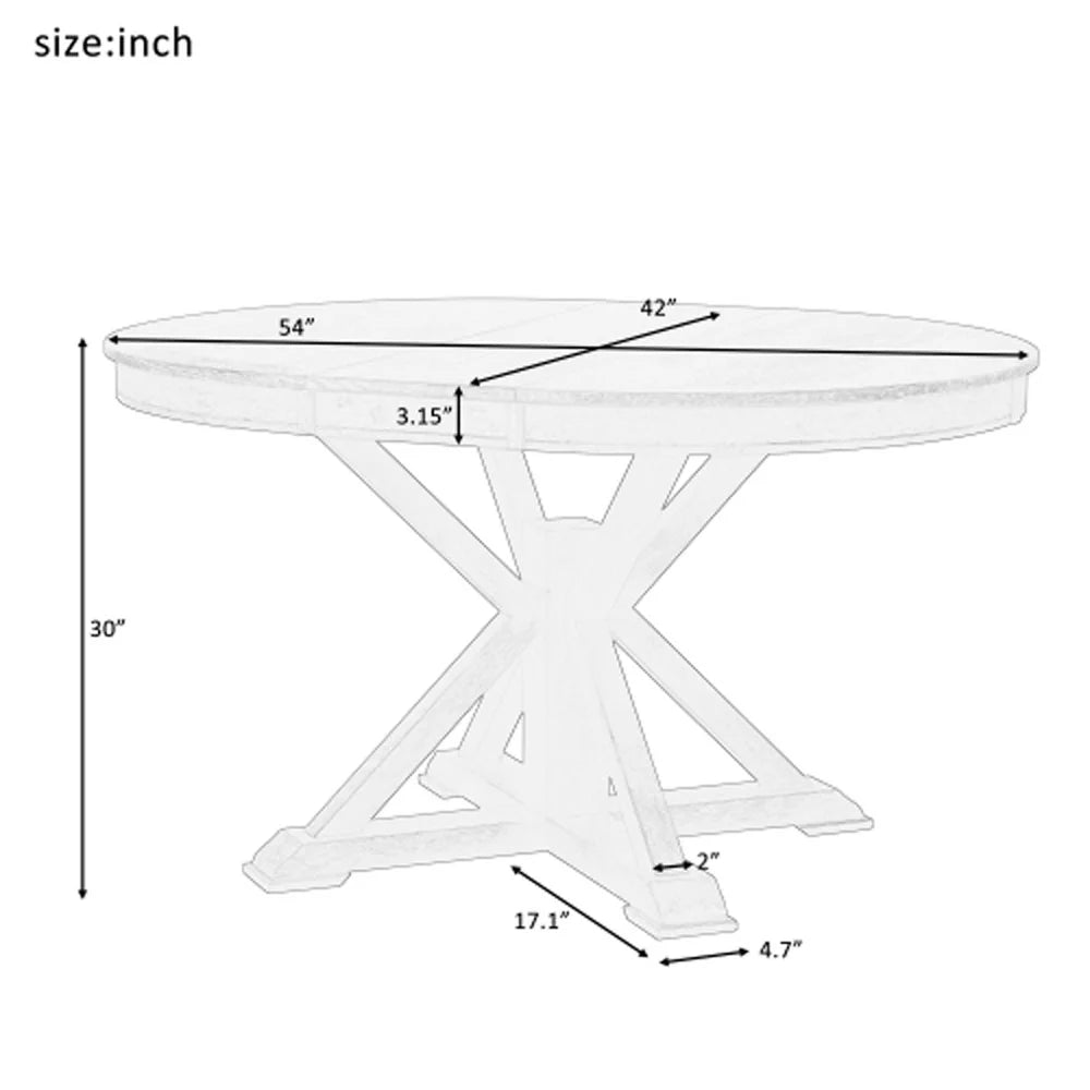 Extendable Dining Table with 12" Leaf Oak Natural Wood Off White B8141
