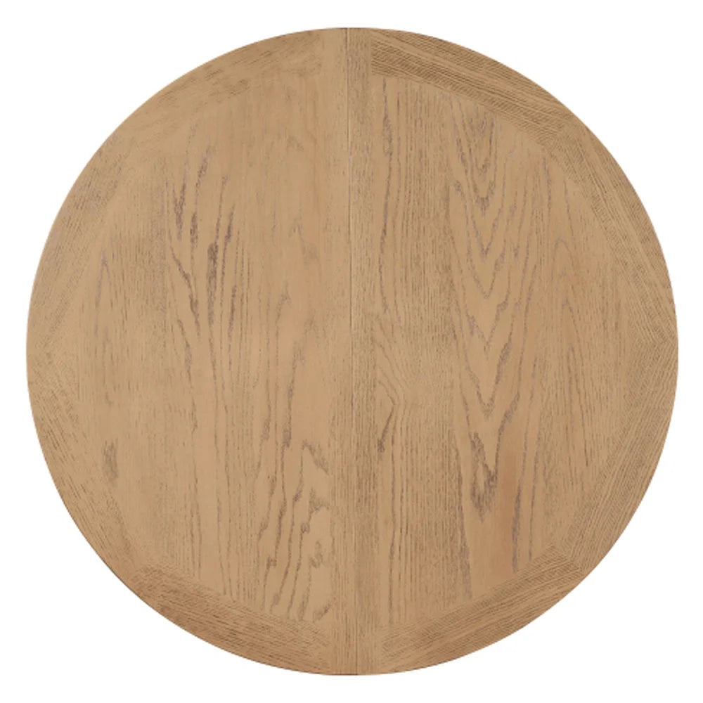 Extendable Dining Table with 12" Leaf Oak Natural Wood Off White B8141