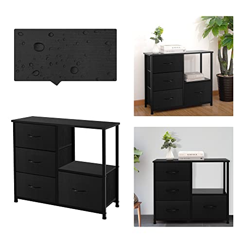 4 Drawer Fabric Storage Tower with Shelves, Dark Grey G480170