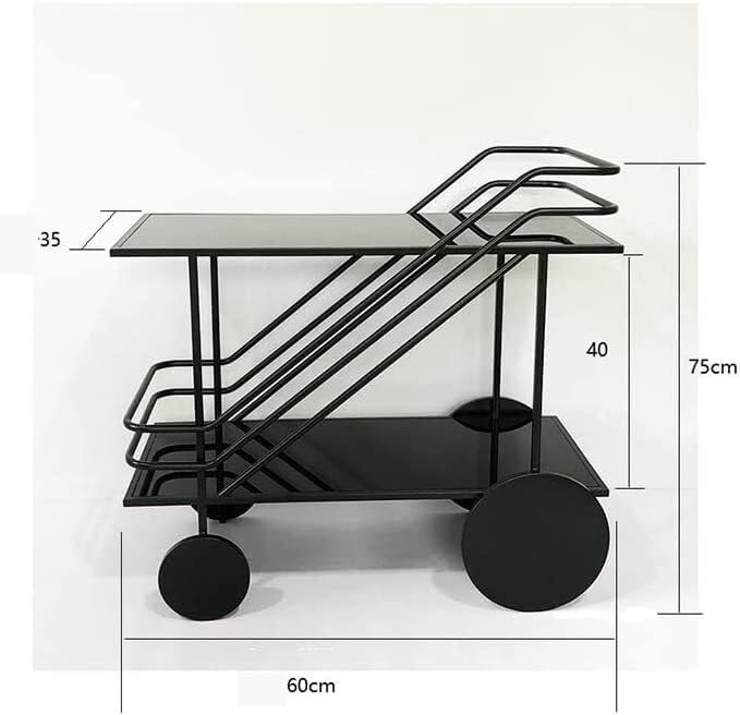 Iron Dining Cart with Glass Shelf O8634