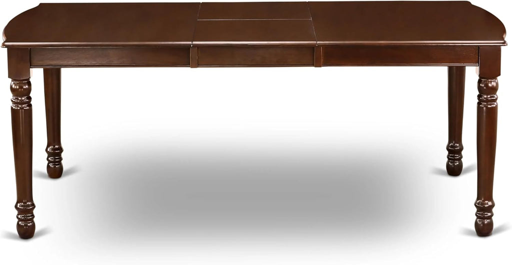 7 Piece Rectangle Wood Dining Table Set with 6 Upholstered Chairs, Mahogany Q8919