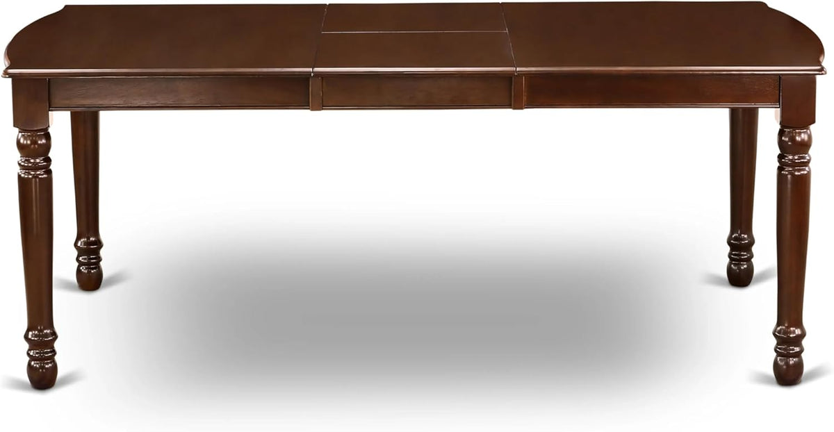 7 Piece Rectangle Wood Dining Table Set with 6 Upholstered Chairs, Mahogany Q8919