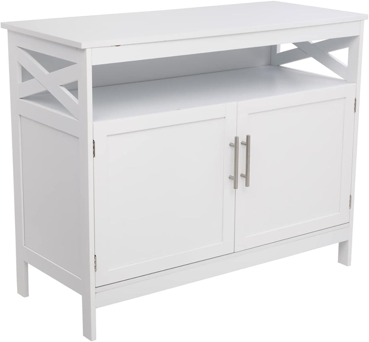 Ivory White Kitchen Sideboard Buffet Storage Cabinet with 2 Drawers S583567