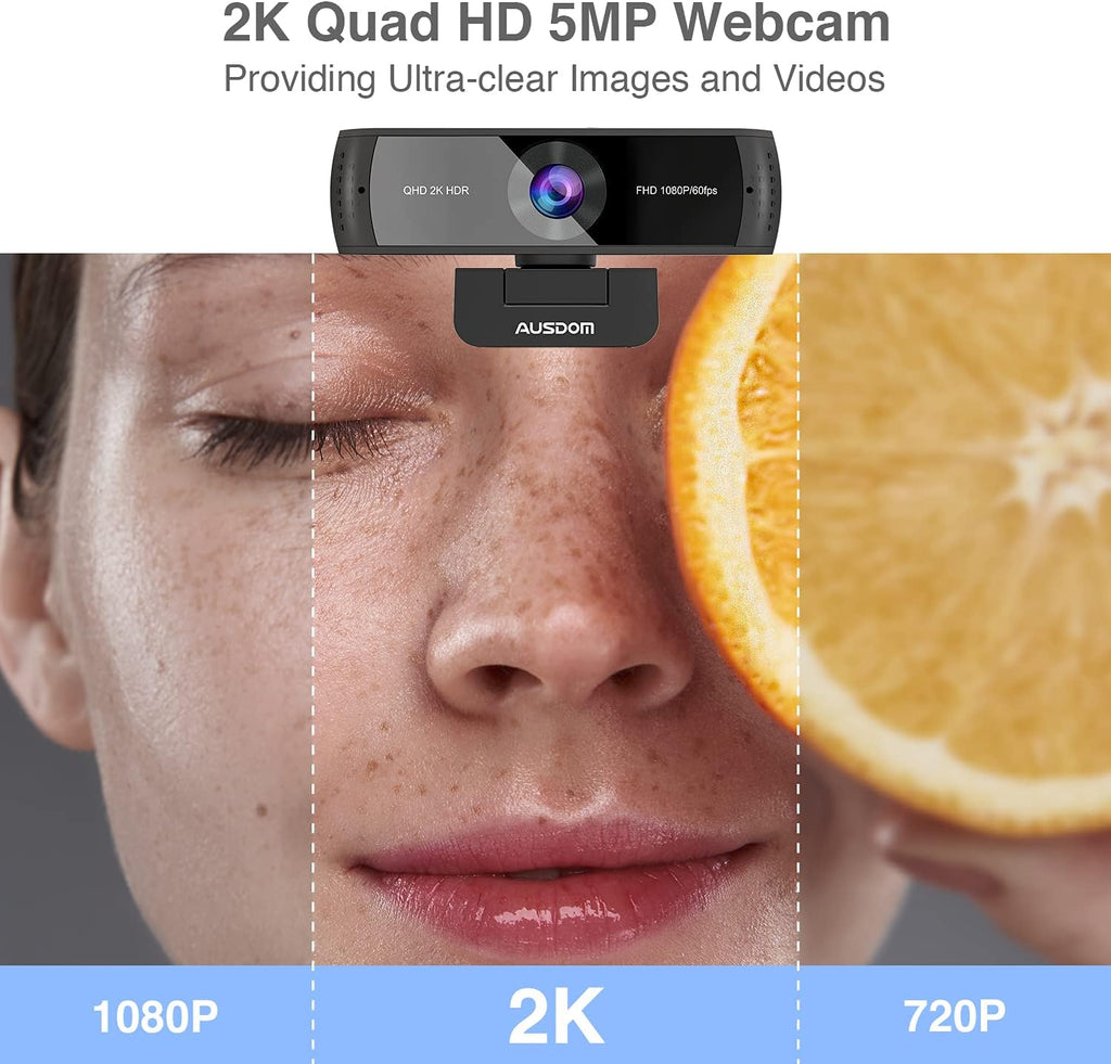 2K Zoomable Webcam with Tripod and Microphones Pack of 2 O748