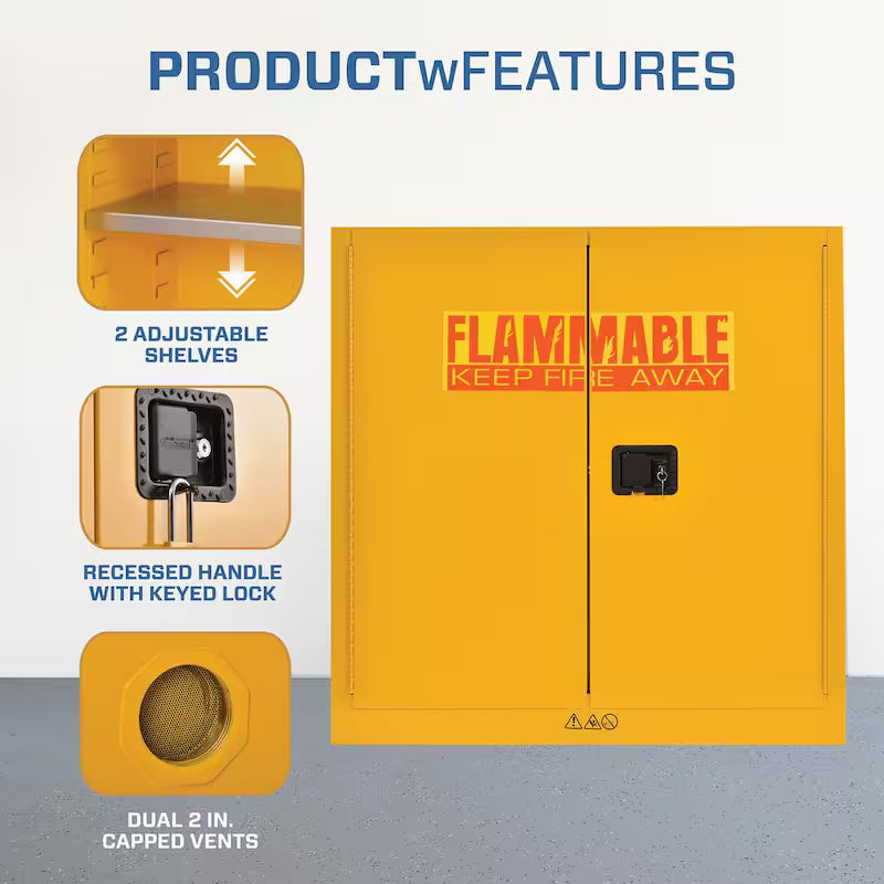 Steel Freestanding Garage Cabinet in Safety Yellow B9813