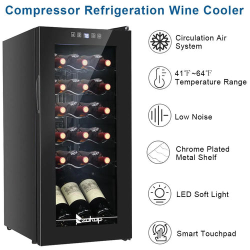 18 Bottle Compressor Wine Cooler with Digital Control D313