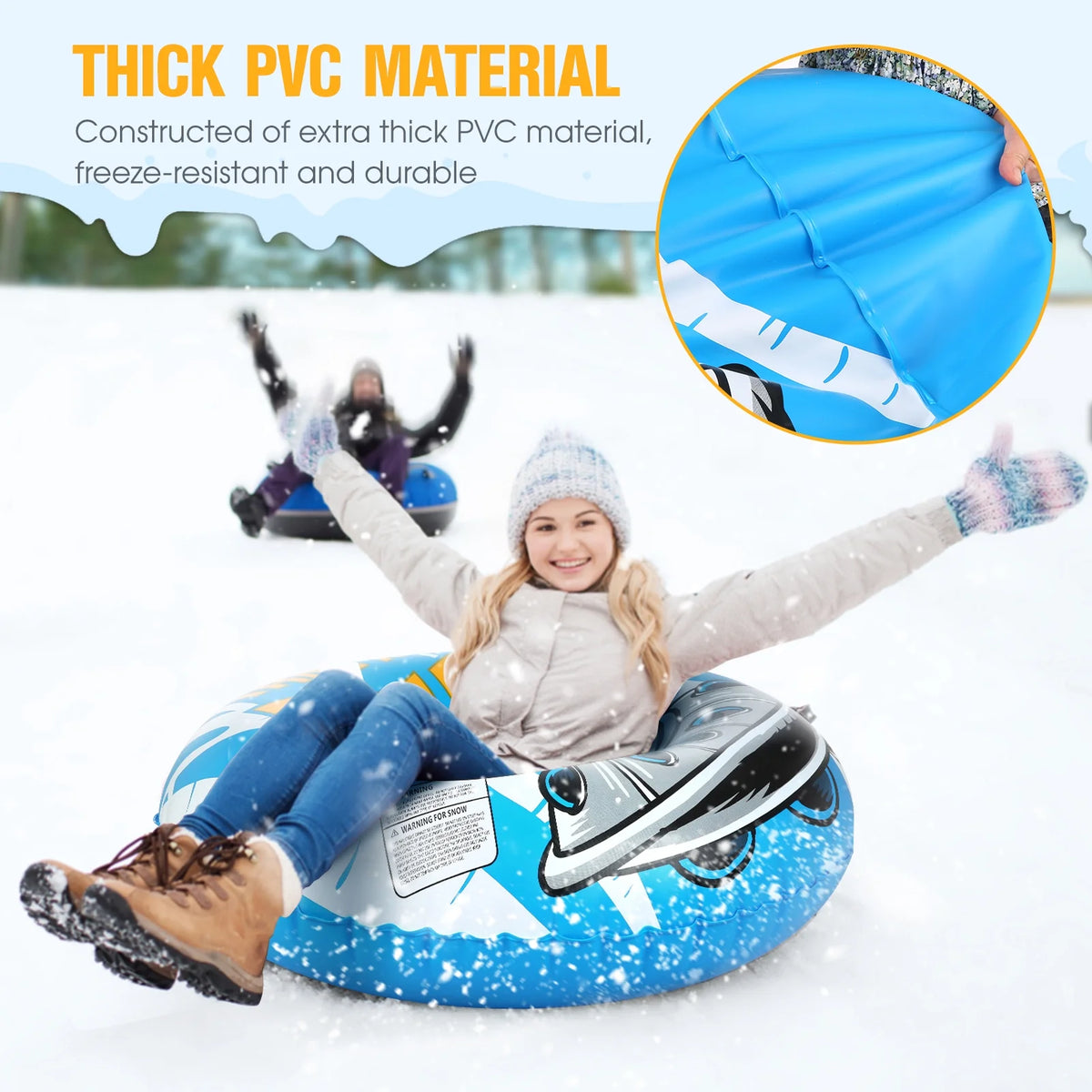 Snow Tube Inflatable PVC 47 Inch Snow Sled U79623
