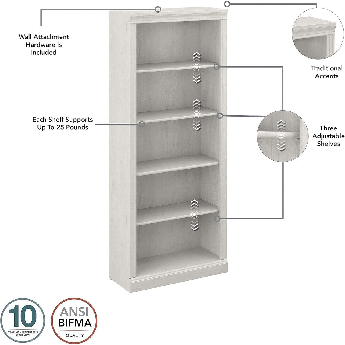 5 Shelf Bookcase, Set of 2 D948128