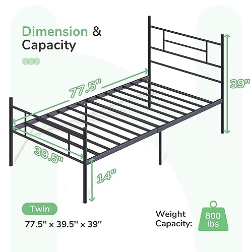 Full Size Metal Platform Bed Frame with Headboard and Footboard Z378