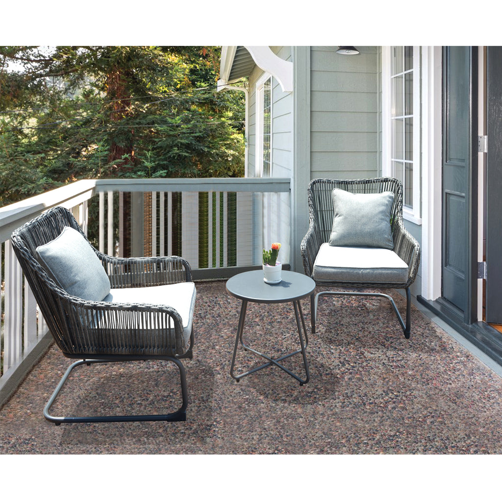 3 Pcs Outdoor Hand-Woven Wicker Spring Sofa Chair Patio Conversation Set N85308