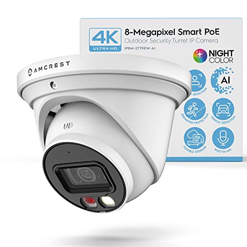 4K PoE Security Outdoor Turret Camera with Built-in Microphone N72446