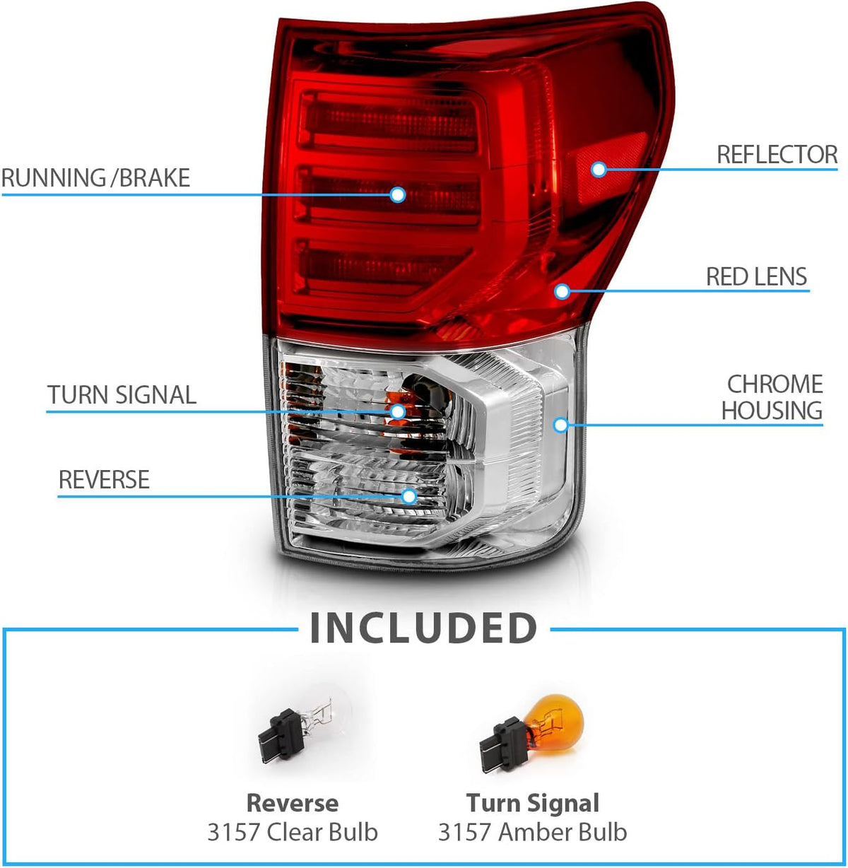 Clear Red LED Brake Tail Lights Bulb Included Set C53246
