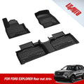 3D Design All Weather TPE Floor Liners for Ford Explorer 2019 2021, 1st and 2nd Row Black V5626