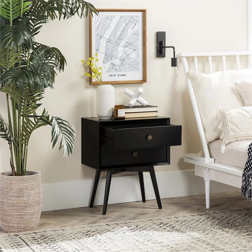 Black 2-Drawer Nightstand X31499
