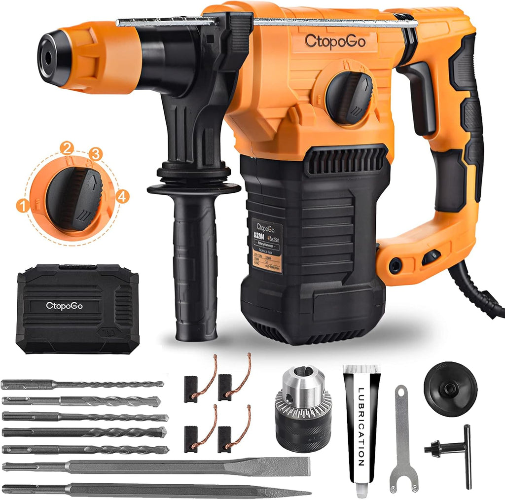 1-1/4 Inch SDS-Plus Heavy Duty Rotary Hammer Drill with Carrying Case J61790