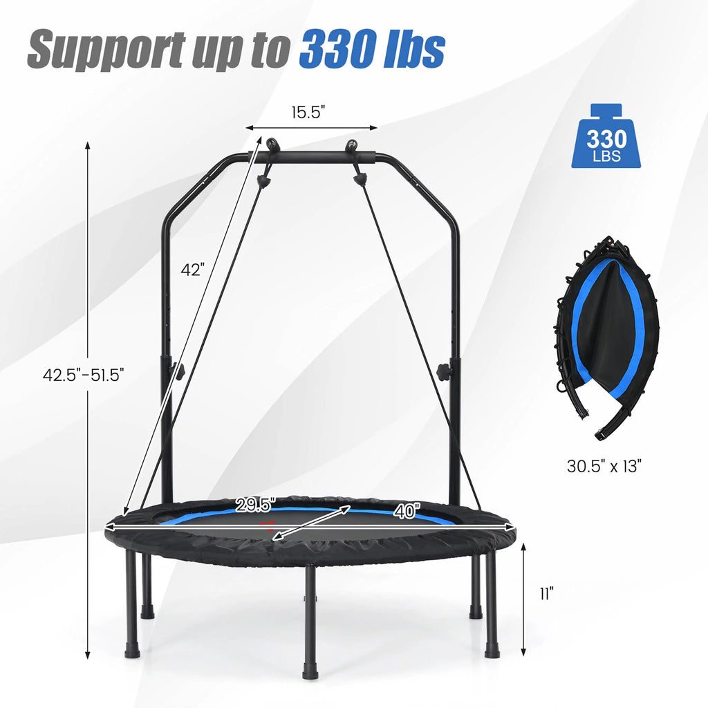 40'' Foldable Trampoline Rebounder with Resistance Bands J769