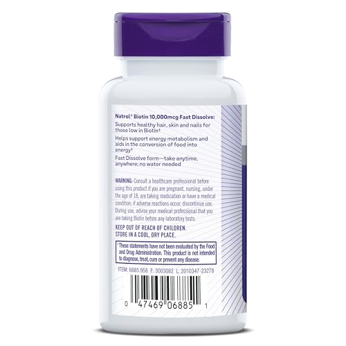 Biotin 10000mcg Dietary Supplement, 200 Tablets K912