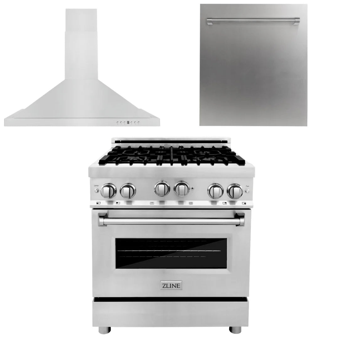30 in. Gas Range, Range Hood, Dishwasher C1838
