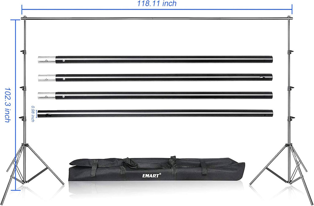 7×10ft Adjustable Photography Backdrop Stand Kit with Polyester Background, Spring Clamps and Carry Bag S687