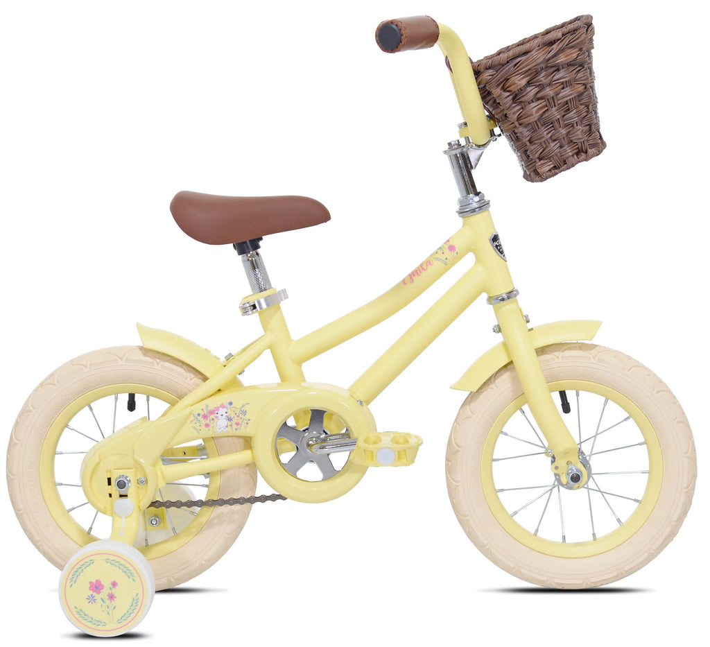 12 in. Pink Child Bicycle with Front Basket I18907