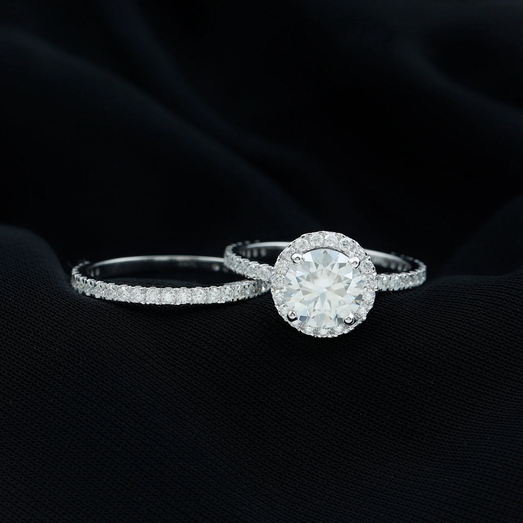 14K White Gold Cubic Zirconia Wedding Ring Set J6760