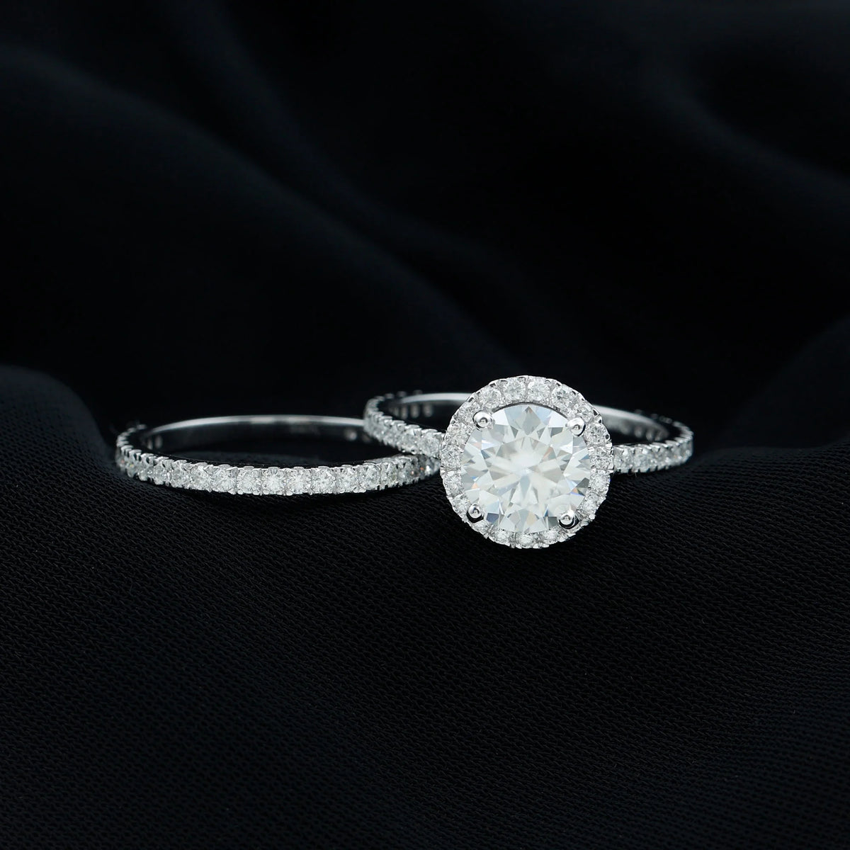 14K White Gold Cubic Zirconia Wedding Ring Set J6760