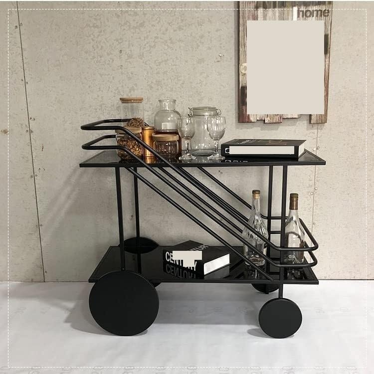 Iron Dining Cart with Glass Shelf O8634